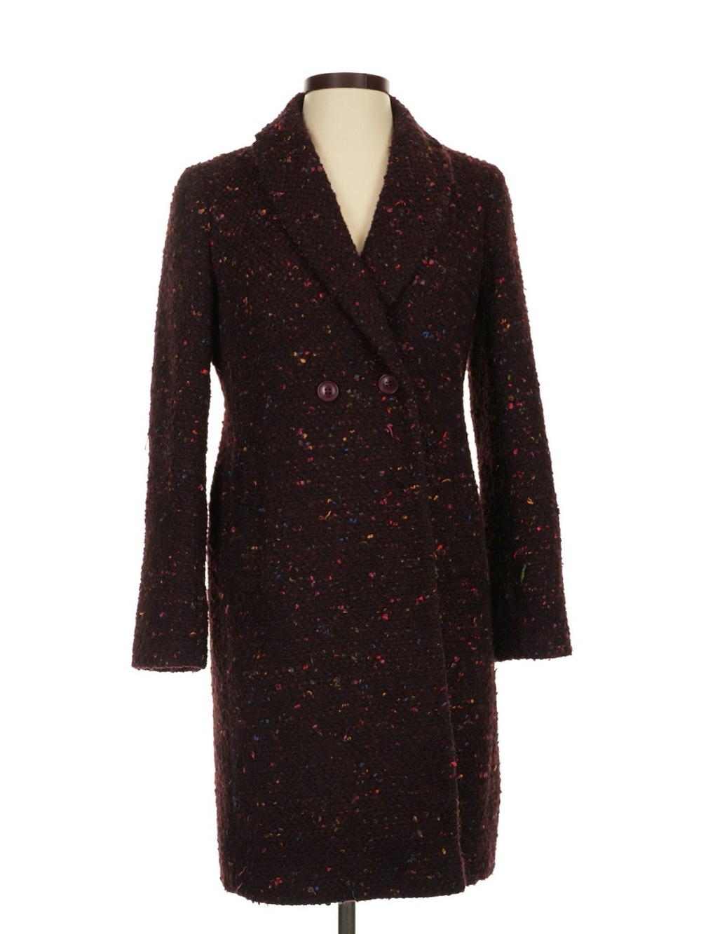 J. Crew Nalya Wool Burgundy Boucle Double-Breasted Pea Coat 0 - Picture 1 of 10